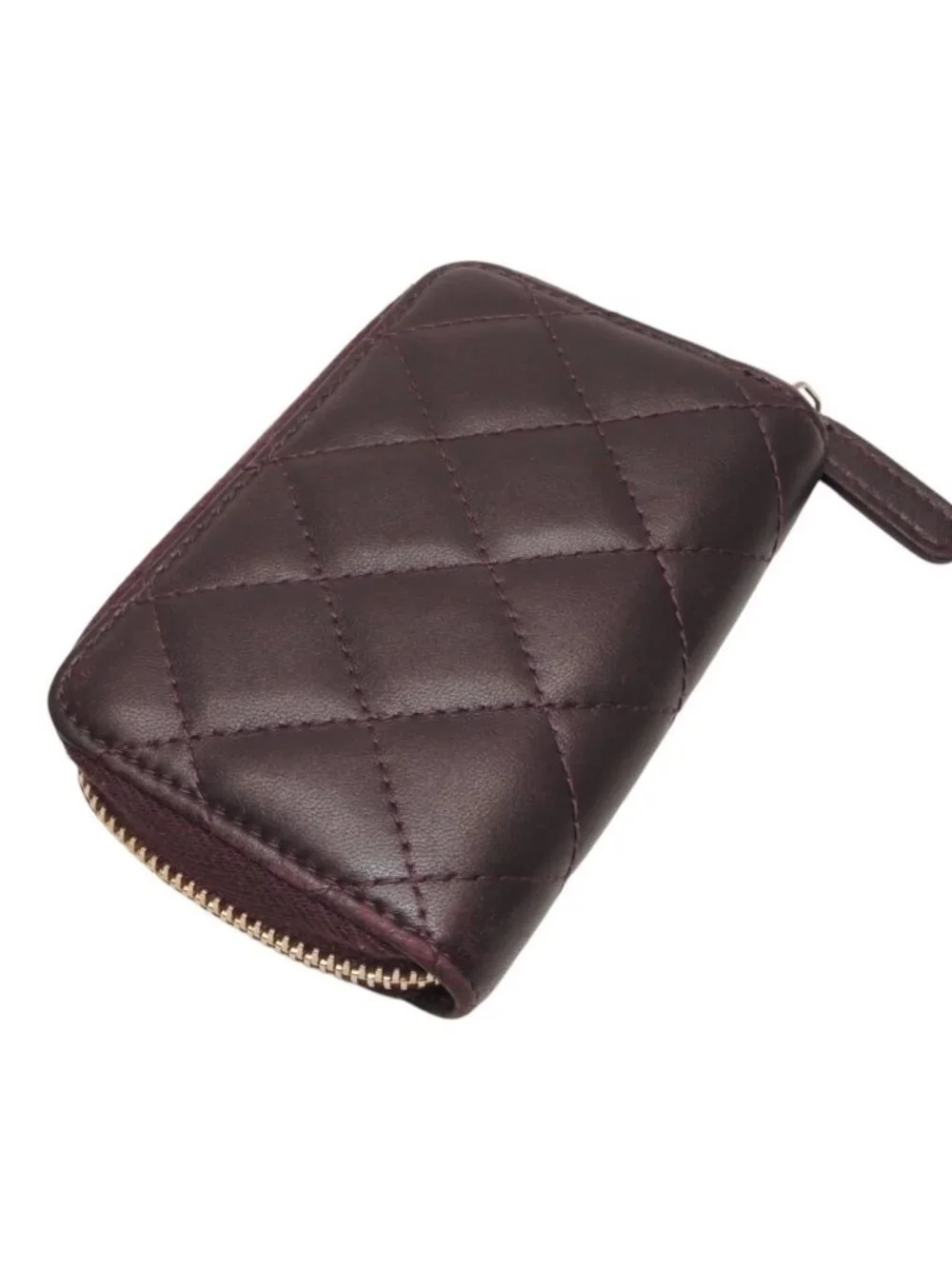 Chanel Classic Zip Coin Purse CC Logo Lambskin Purple